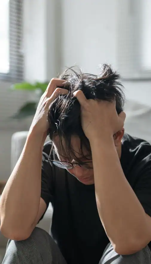 Image of upset man because of erectile dysfunction symptoms Northampton