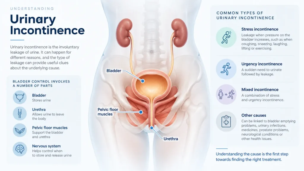 incontinence direct Northampton infographic on urinary incontinence symptoms reasons and treatment options