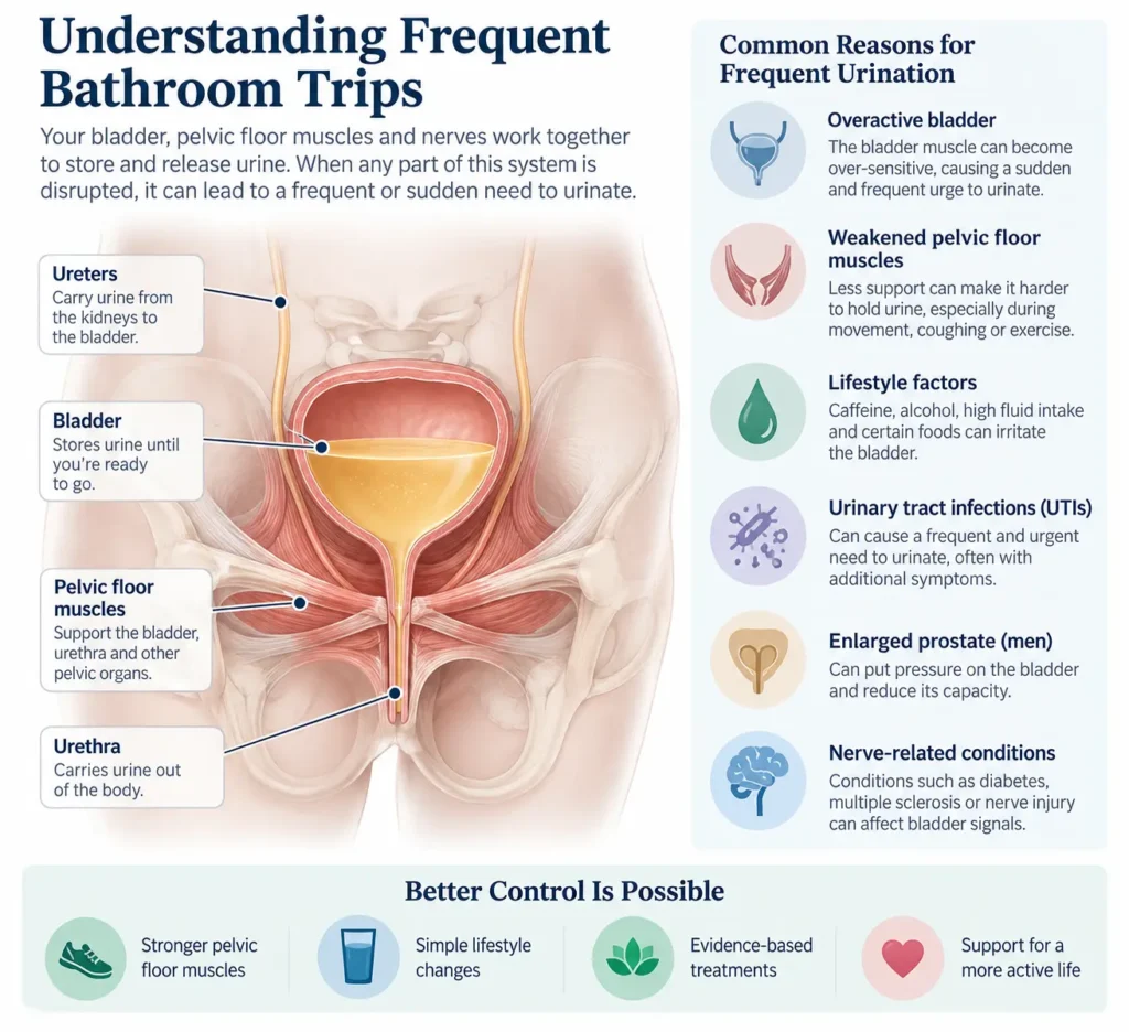 urinary incontinence symptoms and treatment options guide detailed infographics by incontinence direct Northampton