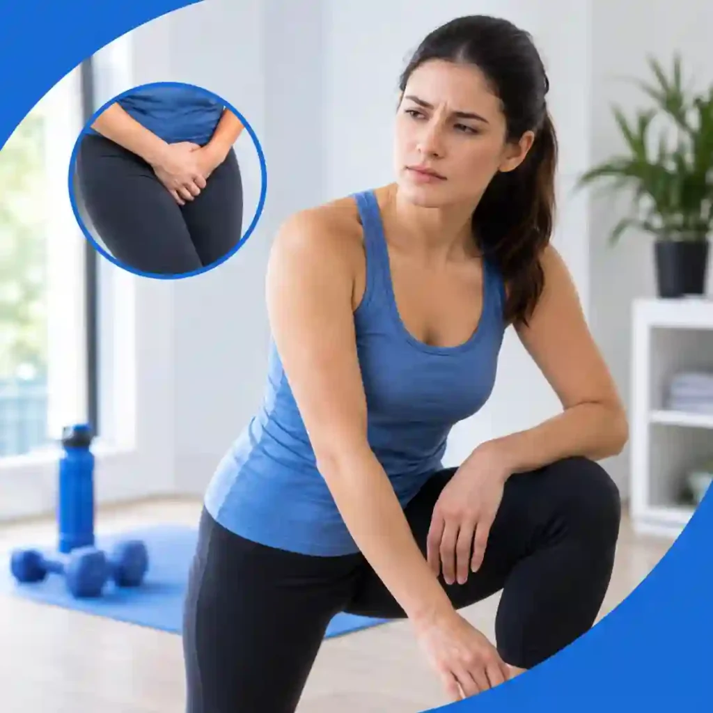 Pelvic-floor exercise Northampton guidance for urinary leakage, focusing on correct muscle technique, relaxed breathing, muscle relaxation and seeking professional advice if symptoms worsen.